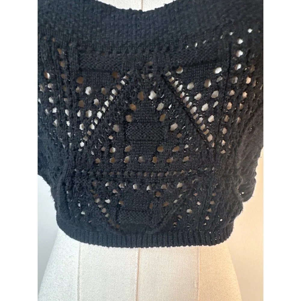 2/$30 ZARA Black Cropped Small Sweater Top Cotton/Polyester